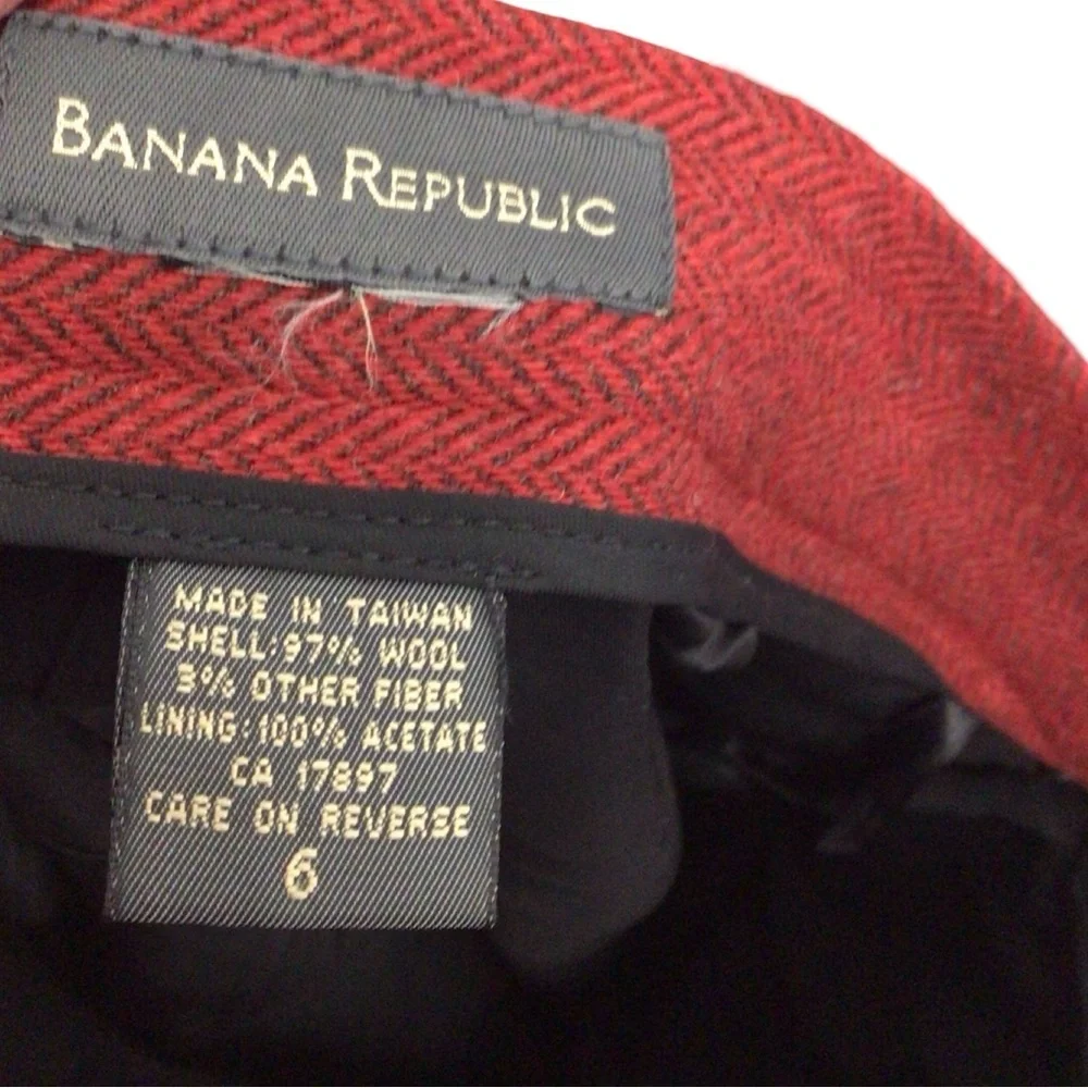 Banana Republic Red Wool Pencil Skirt